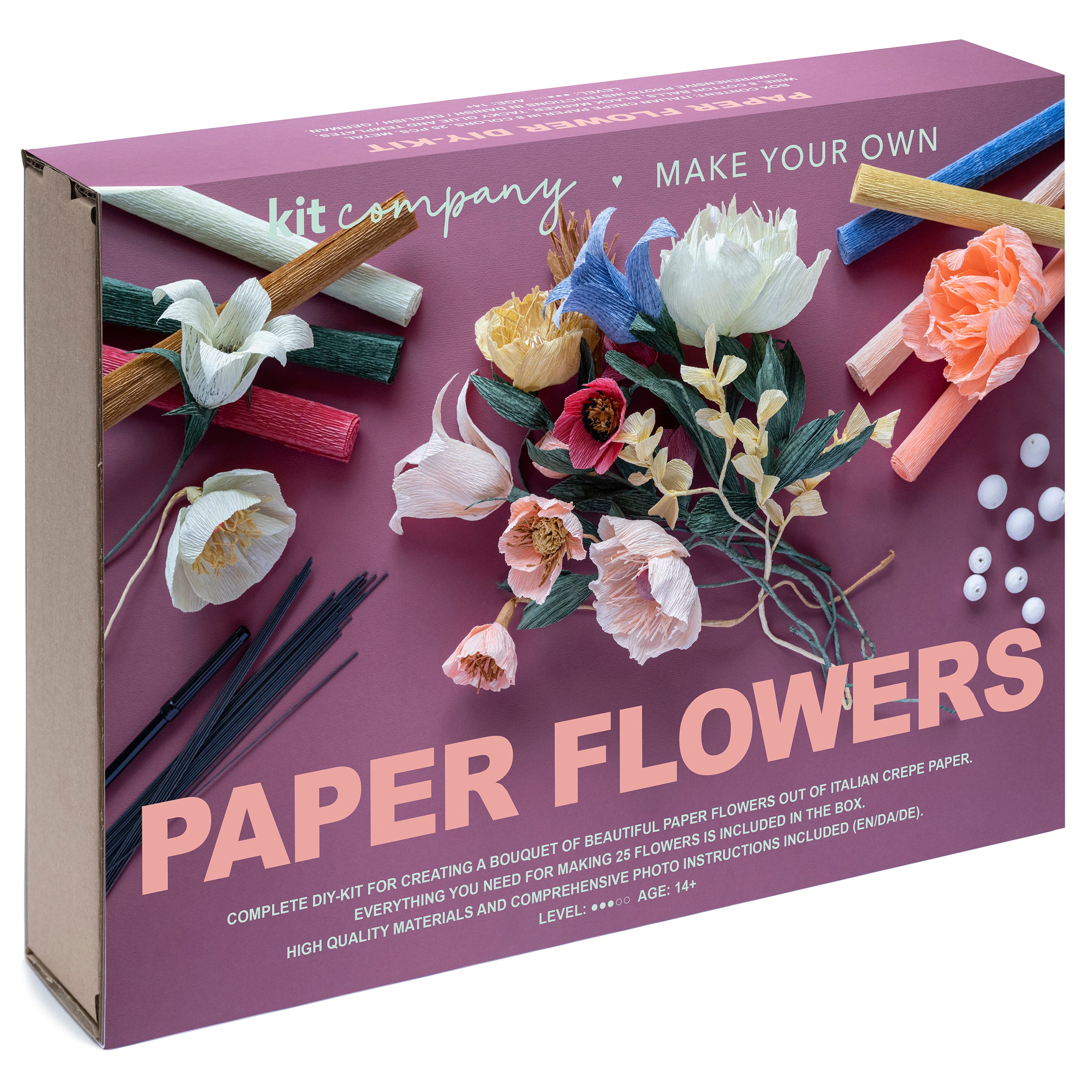 Crepepapir Blomster Kit - lav op til 25 blomster