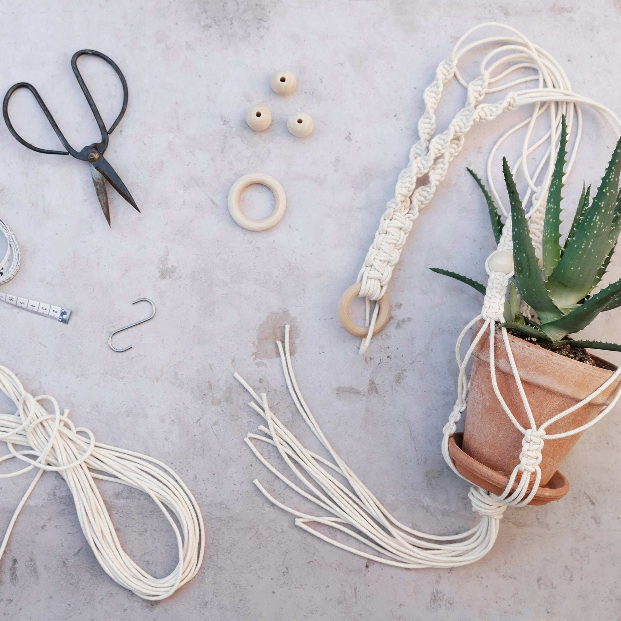 Macrame Planteophæng Kit - knyt din egen plantehænger
